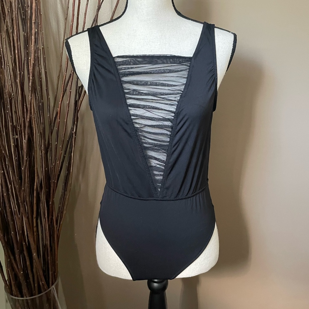 Black Mesh Panel Bodysuit